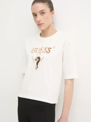 Zdjęcie produktu Guess t-shirt bawełniany AURLIE kolor beżowy V4YI06 I3Z14