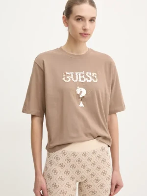 Guess t-shirt bawełniany AURLIE kolor beżowy V4YI06 I3Z14