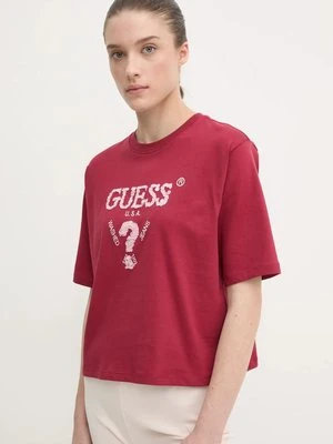 Guess t-shirt bawełniany AURLIE kolor czerwony V4YI06 I3Z14