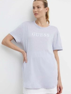 Guess t-shirt bawełniany AYLA damski kolor fioletowy V4GI06 K8G01