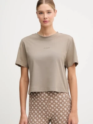 Guess t-shirt bawełniany BRITNEY damski kolor zielony V3RI08 I3Z14