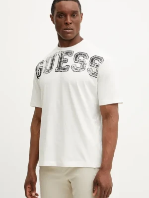 Guess t-shirt bawełniany BUGLER męski kolor biały z nadrukiem Z5GI15 I3Z14