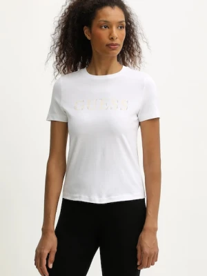Guess t-shirt bawełniany CLELIA damski kolor biały V5BI10 I3Z14