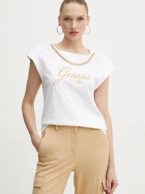 Guess t-shirt bawełniany CRYSTAL damski kolor biały W4YI16 I3Z14