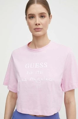 Guess t-shirt bawełniany DAKOTA damski kolor różowy V4GI13 JA914