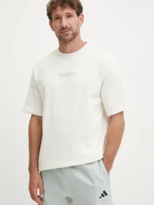 Guess t-shirt bawełniany DALIM męski kolor beżowy z nadrukiem Z4BI00 KCE21