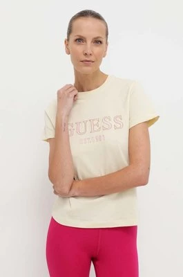 Guess t-shirt bawełniany NYRA damski kolor beżowy V4GI01 I3Z14