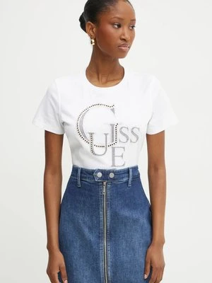 Guess t-shirt bawełniany damski kolor biały W4BI16 I3Z14