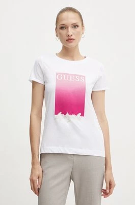 Guess t-shirt bawełniany damski kolor biały W4BI30 JA914