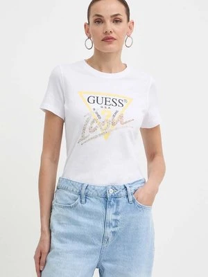 Guess t-shirt bawełniany damski kolor biały W4GI20 I3Z14