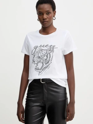 Guess t-shirt bawełniany damski kolor biały W5BI32 K9RM1
