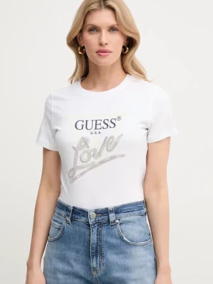 Guess t-shirt bawełniany damski kolor biały W5GI05 I3Z14