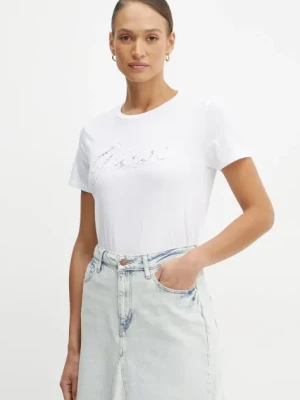 Guess t-shirt bawełniany damski kolor biały W5RI08 K9RM1