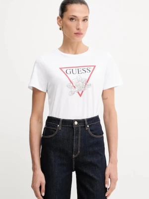 Guess t-shirt bawełniany damski kolor biały W5YI38 I3Z14