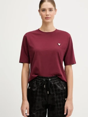 Guess t-shirt bawełniany damski kolor bordowy V4BI21 I3Z14