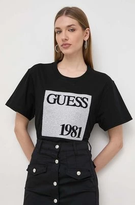 Guess t-shirt bawełniany damski kolor czarny W4GI16 I3Z14