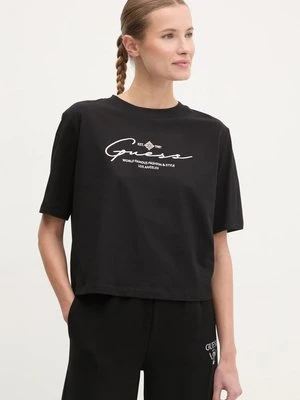 Guess t-shirt bawełniany damski kolor czarny V5RI12 I3Z14