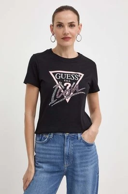 Guess t-shirt bawełniany damski kolor czarny W4GI20 I3Z14