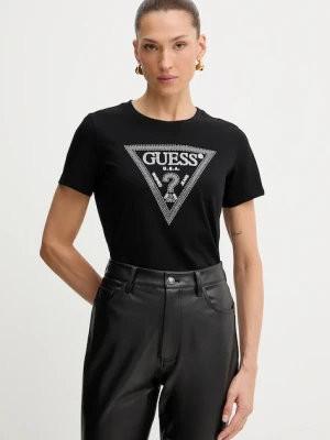 Guess t-shirt bawełniany damski kolor czarny W5BI18 I3Z14