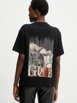 Guess t-shirt bawełniany damski kolor czarny W5BI22 I3Z14
