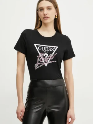 Guess t-shirt bawełniany damski kolor czarny W5GI05 I3Z14