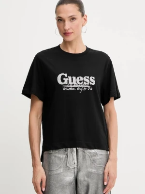 Guess t-shirt bawełniany damski kolor czarny W5YI07 I3Z14