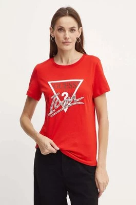 Guess t-shirt bawełniany damski kolor czerwony W4BI20 I3Z14