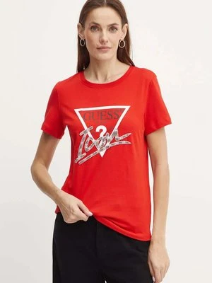 Guess t-shirt bawełniany damski kolor czerwony W4BI20 I3Z14