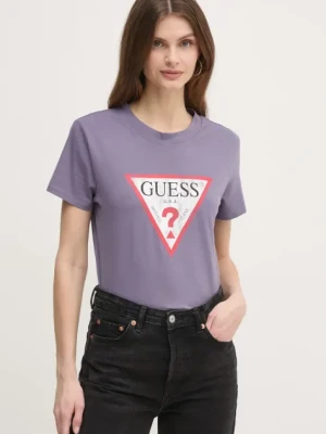 Guess t-shirt bawełniany damski kolor fioletowy W2BI69 K8FQ1