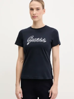 Guess t-shirt bawełniany damski kolor granatowy V5GI02 K9RM1