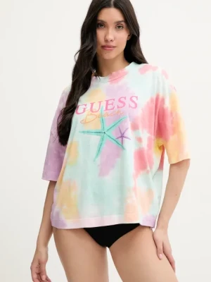 Guess t-shirt bawełniany damski kolor multicolor E5GI00 K8G01