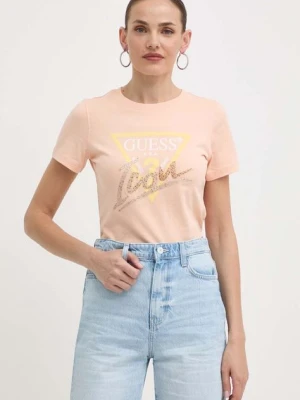 Guess t-shirt bawełniany damski kolor pomarańczowy W4GI20 I3Z14