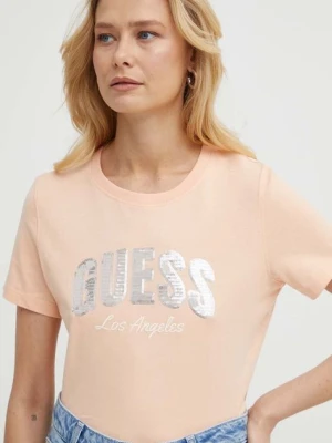 Guess t-shirt bawełniany damski kolor pomarańczowy W4GI31 I3Z14