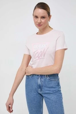 Guess t-shirt bawełniany ICON damski kolor różowy W4RI41 I3Z14