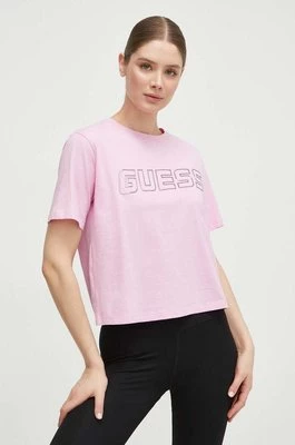 Guess t-shirt bawełniany KIARA damski kolor różowy V4GI18 I3Z14
