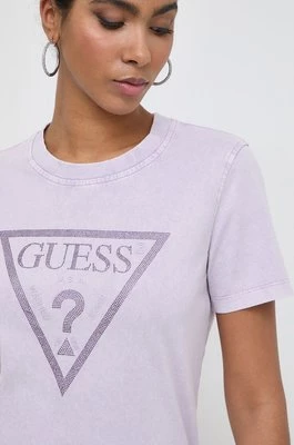 Guess t-shirt bawełniany damski kolor różowy W4GI26 I3Z14