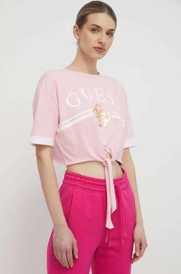 Guess t-shirt bawełniany MYLAH damski kolor różowy V4GI00 I3Z14