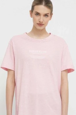 Guess t-shirt bawełniany LEAH damski kolor różowy V4GI05 K8G01
