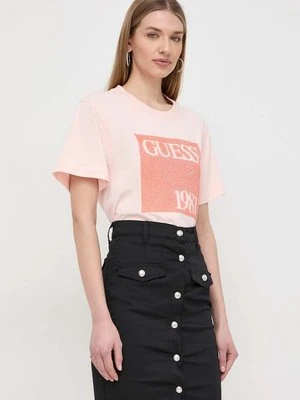 Guess t-shirt bawełniany damski kolor różowy W4GI16 I3Z14