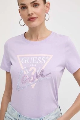 Guess t-shirt bawełniany damski kolor różowy W4GI20 I3Z14