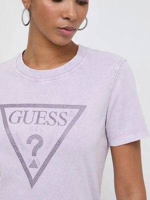 Guess t-shirt bawełniany damski kolor różowy W4GI26 I3Z14