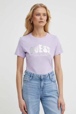 Guess t-shirt bawełniany damski kolor różowy W4GI31 I3Z14
