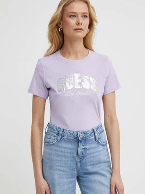 Guess t-shirt bawełniany damski kolor różowy W4GI31 I3Z14