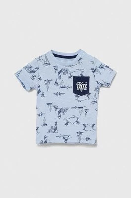 Guess t-shirt bawełniany dziecięcy kolor niebieski wzorzysty