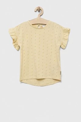 Guess t-shirt bawełniany dziecięcy kolor żółty