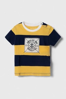 Guess t-shirt bawełniany dziecięcy kolor żółty wzorzysty