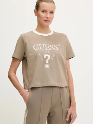 Guess t-shirt bawełniany FILANTA damski kolor beżowy V5GI18 I3Z14