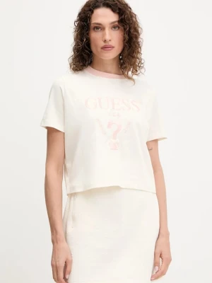 Guess t-shirt bawełniany FILANTA damski kolor beżowy V5GI18 I3Z14