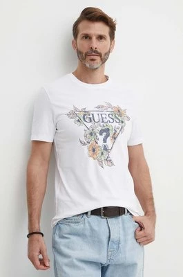 Guess t-shirt bawełniany FLOWERS męski kolor biały z nadrukiem M4GI11 I3Z14