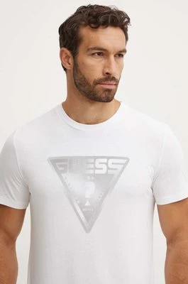 Guess t-shirt bawełniany FURIO męski kolor biały z nadrukiem Z4YI12.I3Z14